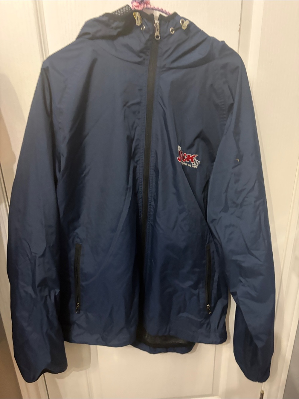 Navy Hooded Windbreaker Jacket - Unbranded